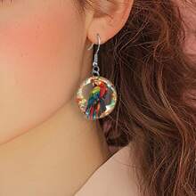 1 Pair Acrylic Earrings With Cute Parrot Design, Lovely & Charming Eardrops Gift
