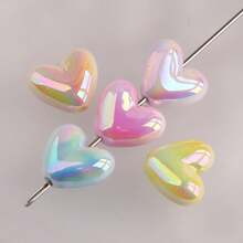 10 件/包 17x15 毫米闪光马卡龙 AB 色心形珠 - 耐用亚克力，适合 DIY 珠宝魔法 - 手镯、项链和耳环创作的完美垫片 - 愛心珠 - 查看 2