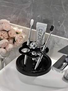 Simple Acrylic Toothbrush Holder, Countertop Bathroom Organizer Rack For Electric Toothbrush, Toothpaste, Compact & Portable