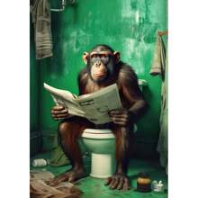 1pc/3PCS Wall Arts Posters Optional Frame Animals Chimpanzees, Elephants, Pandas, Animal Posters Printing Fun Art Wall Paintings Canvas Paintings Suitable For Bathroom, Toilet, Home Decoration Gifts