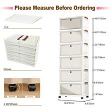 1 Stück 38cm/14,96 Zoll breiter kleiner Faltschrank, 1-6 Ebenen wählbar, Kleiderschrank Aufbewahrungsbox mit Stofftrennern, Küchenschrank, verstärkter Klappdeckel mit Rollen, für den Heimgebrauch, ohne Montage, Kunststoff Faltaufbewahrungsorganizer