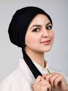 1 Stück einfarbiges minimalistisches, weiches Stirnband mit Turban-Hijab-Kappe, ohne Schirm als Kopfbedeckung für Frauen, geeignet für den Alltag und Outdoor-Aktivitäten