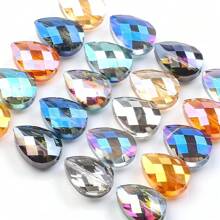10pcs 14mm Bird Nest/ 13*18mm Grid Water Drop Hole Cut Glass Beads, DIY Craft Accessories For Jewelry Making, Cell Phone Chain, Keychain, Earrings, Necklaces, Shoes & Apparel Decoration