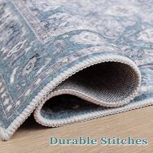 Runner Rug Hallways, 2'6x10' Washable Non Slip Kitchen Runner Rug, Long Boho Vintage Rust Hallway Stair Ultra Soft Print Floor Carpet Bedroom Bathroom Laundry Room, Home Decor - 藍灰色/多色 - 查看 6