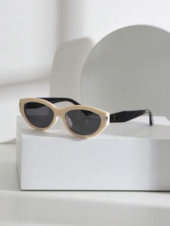 时尚小框猫眼太阳镜，复古个性装饰欧美风格 PC 太阳镜，适合所有季节遮阳外出装户外海滩海滨度假以及送给家人和朋友的礼物