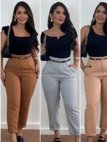 Women's Tailored Trousers High Waist With Pleat Casual And Formal From S To XL