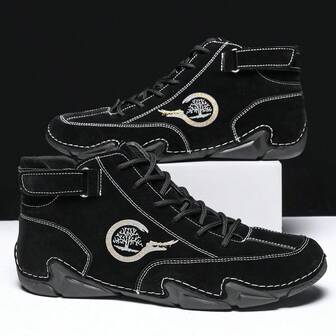 Men's Casual Ankle Boots, Comfortable Lightweight Breathable Sports Boots With Elastic Band, Anti-Slip Soft Sole High-Top Boots For Outdoor Hiking And Trekking