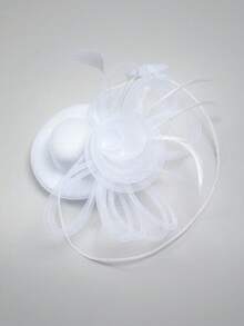 HITYfascinator 1 件 Fascinator Veil 网眼迷你帽，涤纶纤维蝴蝶结装饰，适合所有季节小帽子德比帽
