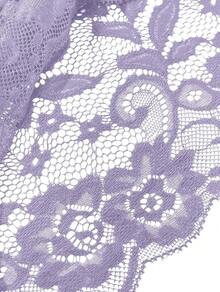 Floral Lace Lingerie Set High Waist Sleepwear Bra And Panty 2 Piece Nightwear 2025 Back-To-School Season Fall Pjs - 淺紫色 - 查看 3