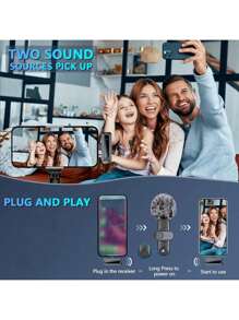 HITOZON Professional Wireless Lavalier Microphone For Smartphone,Wireless Microphone Plug-Play,Lapel Mic For Video Recording,Teaching, Interviews,Podcast,Cordless Omnidirectional Condenser Recording Mic For Vlog