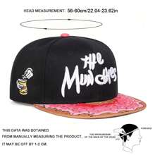1pc Men's "The Munchies" Embroidered Text Snapback Hat, Fashionable Street Hip-Hop Cap For Outdoor, Casual, Travel, Beach, Spring/Autumn
