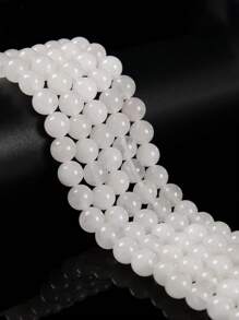 1 Strand White Jade Round Smooth Beads, White Quartz Healing Gemstone Beads For DIY Jewelry Making Bracelet Necklace 4mm 6mm 8mm 10mm