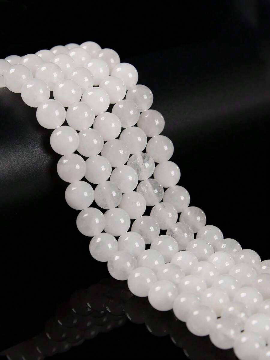 1 Strand White Jade Round Smooth Beads, White Quartz Healing Gemstone Beads For DIY Jewelry Making Bracelet Necklace 4mm 6mm 8mm 10mm