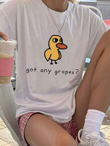 1 Pack Girls Casual Printed Crew Neck Short Sleeve T-Shirt Summer Student Youth Clothing - trắng - Xem 1