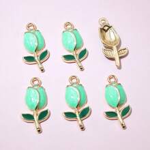 20pcs 21x10mm Enamel Rose Flower Charms Pendant Alloy Metal Cute Flowers DIY Jewelry Making Accessories For Necklace Earrings
