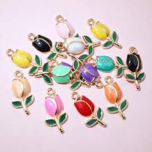 20pcs 21x10mm Enamel Rose Flower Charms Pendant Alloy Metal Cute Flowers DIY Jewelry Making Accessories For Necklace Earrings