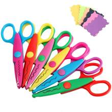 6 Stücke/Set handgefertigte Scheren, Dekorative Kanten-Papierscheren, Mehrzweckscheren, Papier Bastel-DIY-Werkzeuge, süße Wellen-Randscheren, Schereset, asymmetrische Scheren, handgefertigt, geeignet für Basteln, Zuhause und Schule