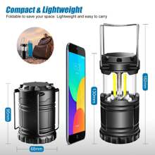 Zusammenklappbare tragbare LED Camping Laterne leicht und wasserdicht, batteriebetriebene Beleuchtung, dimmbare Helligkeit LED Taschenlampe Überlebens-Set für Zuhause, Notfälle, Stromausfälle, Wandern, Hurrikane