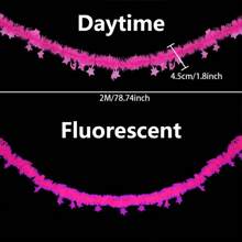 2 metri Di Banner Fluorescente Neon Luminoso, Decorazioni Appese, Banner Luminoso Nel Buio, Ghirlanda Reattiva Alla Luce Nera, Stelle Neon Per Feste, Facile Da Modellare E Tagliare, Per Feste A Tema Compleanno, Discoteca, Bar, Decorazioni Per La Casa, Feste Luminose, Decorazioni Natalizie, Richiede Irradiazione UV
