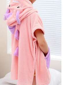1 Pc Dinosaur Design Bath Towel For Children, Baby Kids Cloak Towel With Cape, Boys And Girls' Absorbent Bathrobe, Swimming Beach Hooded Towel,Best Gift For Children's Day