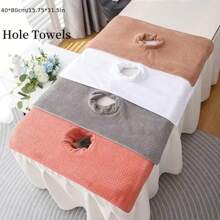 1 pièce Serviette de spa de 40 * 80 cm avec trou - serviette d'absorption d'eau pour massage et thérapie, tapis d'oreiller de tête de lit, serviette de visage pour lit