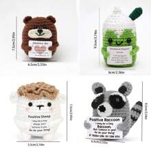 1 pieza de muñeco de peluche hecho a mano con diseño de oveja, ganso, mapache, flamenco, pequeño embrión, gato, pepino, sol, elefante o oso. Estos adorables juguetes de punto son ideales como decoración del hogar, regalos de cumpleaños o de graduación, y también pueden ser un pequeño presente para amigos y familiares con palabras de aliento.