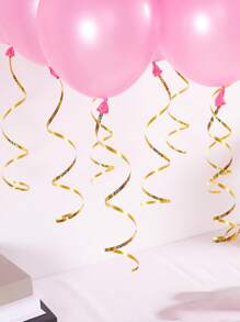 10pcs Mixed Shiny Laser Party Balloon Ribbon & String For Decoration, Birthday, Wedding Party Supplies, Back To School Valentine Day