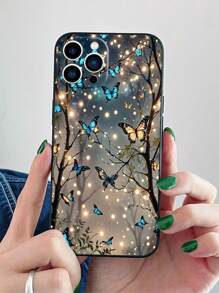 Blue Butterfly Print Clear Case Compatible With IPhone