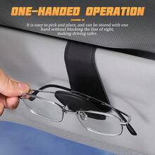 Sunglasses Holders For Car Sun Visor, Leather Eyeglasses Hanger Mounter, Magnetic Glasses Holder And Ticket Card Clip, Auto Interior Accessories Universal For SUV Pickup Truck - Green - View 3