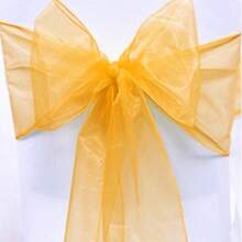 10pcs Organza Chair Sash, Organza Bowknot Chair Back Decor For Dining Table, Wedding Supplies, 18cm Width, 275cm Length, Need DIY To Tie Into Butterfly Shape, Gauze Decorative Ribbon For Party, Graduation, Wedding, Ceremony, Packaging