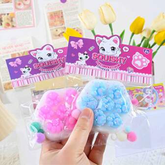 Squishу Cat Paw Pinch Fidget Toy Slow Rebound Stress Relief Transparent Squishies Squeeze Toy For Kids Adults Holiday Gifts