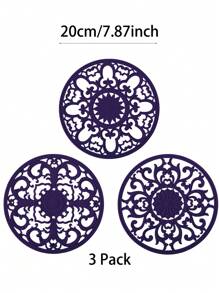 Set Of 3pcs Traditional Silicone Trivet Mat(20cm/7.87inch)(16cm/6.3nch) - Non-Slip & Heat Resistant Kitchen Hot Pads For Countertops & Table - Kitchen Trivets For Hot Dishes & Cookware - Hot Pot Holder For Pots & Pans