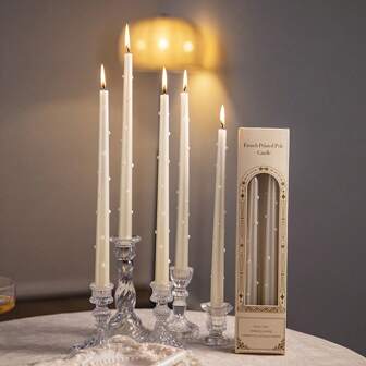 2 件/盒 30 厘米珍珠长茎蜡烛，家居装饰桌面摆件，欧式浪漫无烟珍珠蜡烛