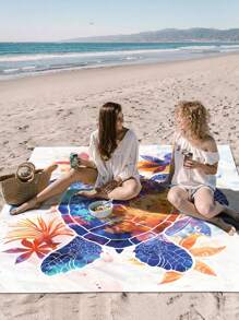1 Stück minimalistisch gestaltete Outdoor Picknick Matte mit Schildkröten-Design, große tragbare Strand-/Camping-Auflage mit Isolierung