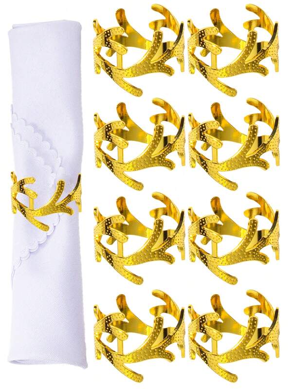 4-6pcs Zinc Alloy Coral Branch Napkin Rings, Suitable For Holiday, Party, Birthday, Wedding And Dinner