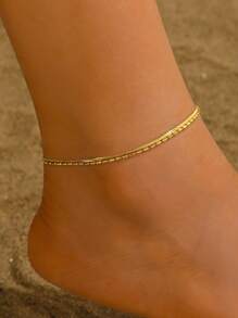 MONALLY Chaîne de cheville dorée 18 carats en acier inoxydable de luxe et à double couche pour femmes. Cadeau d'anniversaire idéal pour vacances d'été, voyages, fêtes sur la plage et port quotidien.