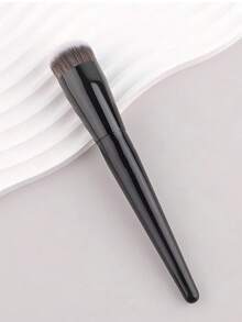 1支大号粉底刷，合成纤维圆头专业化妆工具，用于面部轮廓修饰 - 黑色 - 查看 4