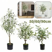 NetHong Lifelike Artificial Olive Tree With Berries – Available In 3 Sizes (50cm, 60cm, 90cm) – Realistic Indoor Greenery In Black Pot - Black - View 12
