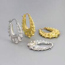 1 Pair 18k Gold Plated Stainless Steel Vintage Crown Horseshoe Earrings Fashion Simple Non Fading Women's Earrings Can Be Given As A Gift To Friends, Colleagues And Mothers