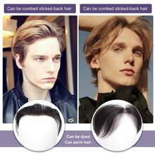Men Forehead Hairline Toupee Human Hair Skin PU Man Hairpieces Frontal Hair Topper For Receding Natural Hairline Replacement Systems (Black Color) - Natural Black - 查看 9
