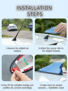 Antena dachowa FM/AM Shark Fin Modified Spoiler – antena dachowa ABS Spoiler Style ze wbudowanym odbiornikiem sygnału, wykończenie lakierem fortepianowym o połysku, stylowy wygląd, opływowy kształt zmniejszający opór wiatru, mocna podstawa klejąca do montażu bez uszkodzeń