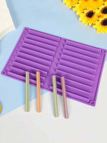 1 pieza/2 piezas Molde de silicona antiadherente - y fácil de desmoldar, apto para panqueques, chocolates, galletas, jabón, etc. - Herramientas DIY rosa y moradas, moldes de chocolate largos, moldes de jabón artesanal, bandejas, multifuncional