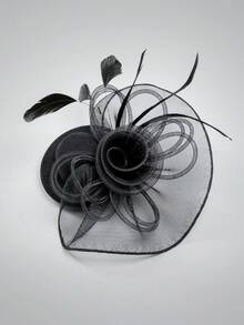 HITYfascinator 1 件 Fascinator Veil 网眼迷你帽，涤纶纤维蝴蝶结装饰，适合所有季节小帽子德比帽