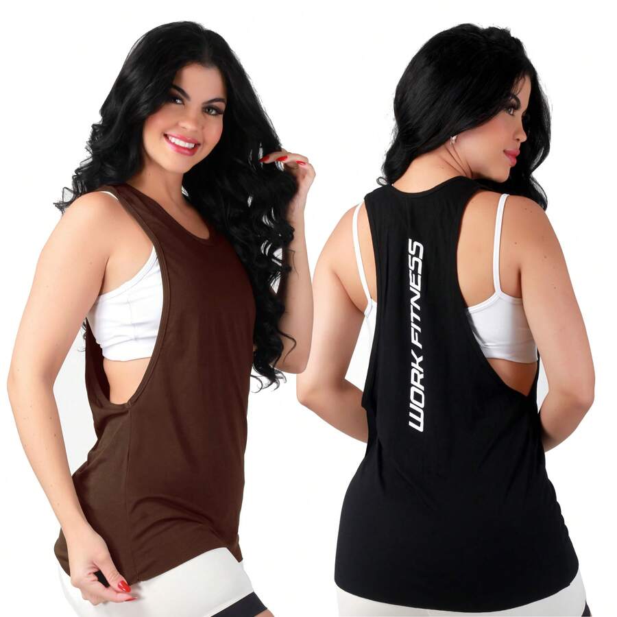 Work Fitness Kit 2 Women's Long Sleeve Tank Top Gym - Chocolate Brown - View 1