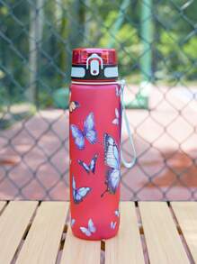 1pc 1000ml Or 750ml(Approx. 32oz Or 26oz) Gradient Color Pattern Theme Sports Water Bottle, Matte Mouth Direct Drink Cup, 3D Printing Design, Portable Leak-Proof Cap, Carry Strap, Suitable For Cycling, Running, Hiking, Camping