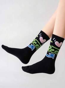 5 Pairs Unisex Cartoon Graffiti Colorful Socks, Original Design, Fashion Patterns Suitable For Various Styles, Great For Gifts To Family And Friends