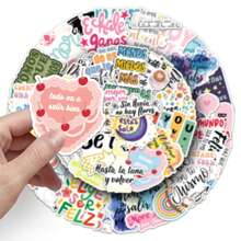50PCS Motivational Spanish Stickers Vinyl Aesthetics Stickers For Scrapbooking, Diary, Laptop, Bumper, Skateboard, Water Bottle, Computer, Phone, Cartoon, Hard Hat, Car Stickers And Decals