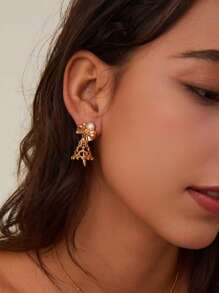 Christmas-Themed Fashionable Pearls Earrings With Niche Luxury Style