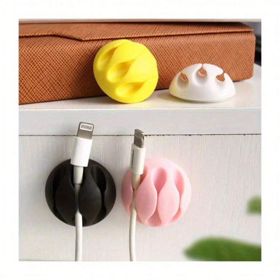 1 Desktop Self-Adhesive Cable Holder, Wire Data Cable Porous Hub Tissue Clip, Random Color