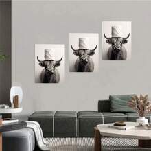 Funny Bathroom Cow Poster Wall Art Highland Cattle Canvas Prints Bathroom Poster For Bedroom Home Office Gift Decorations With Framed - 24inchX32inch(60cmX80cm) - View 8